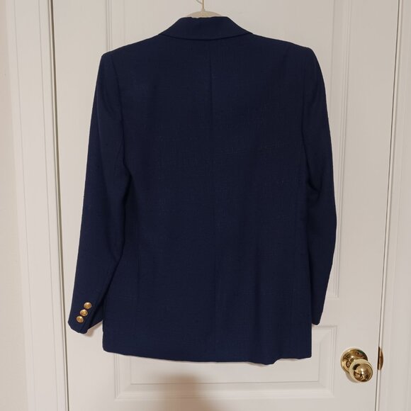 1980's Vintage Stefanie Powers Navy Blue Crested Blazer, Women's Size 6 - Picture 3 of 12